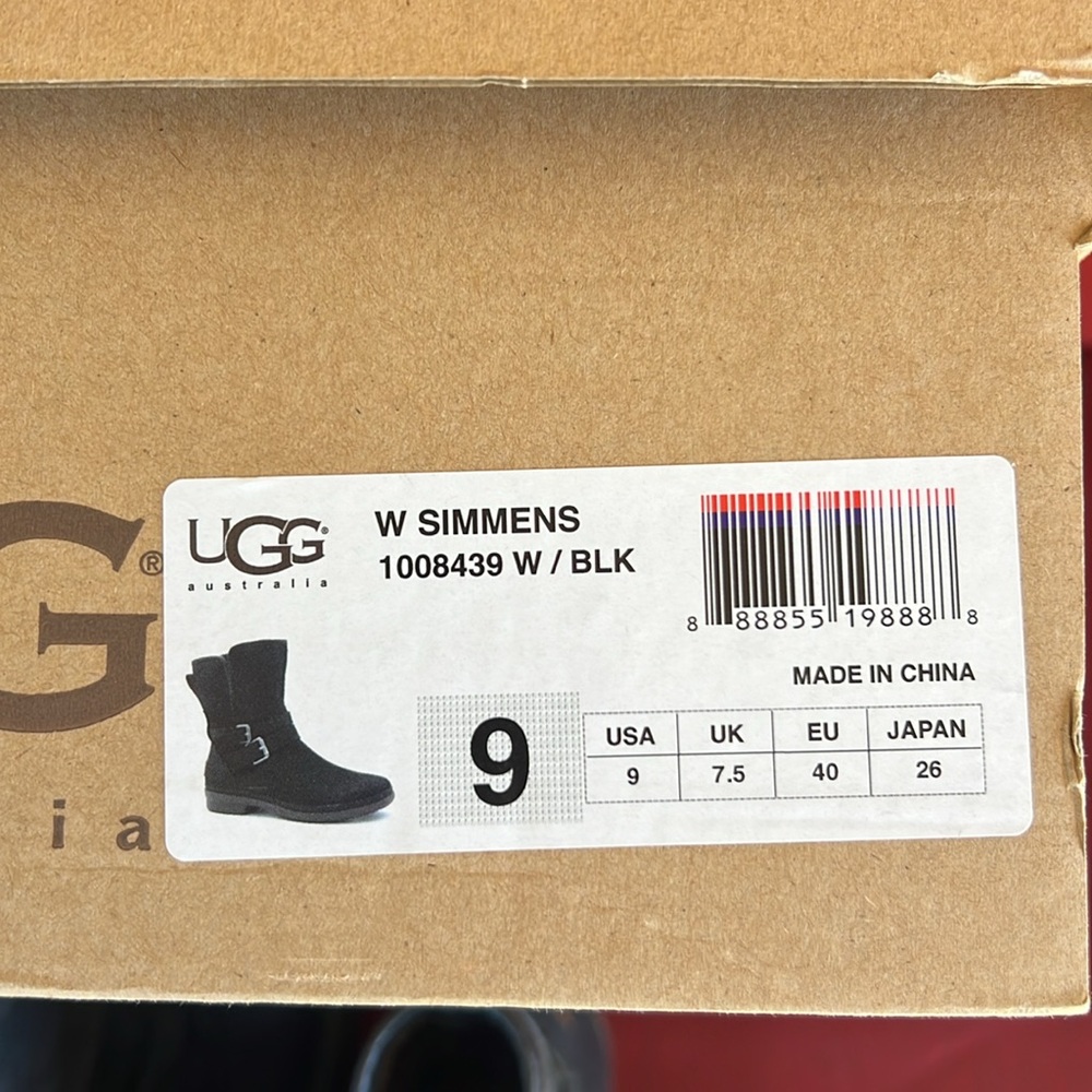 UGG Black Combat & Moto Boots with Buckle Straps and Mid-Calf Height - Picture 6 of 6